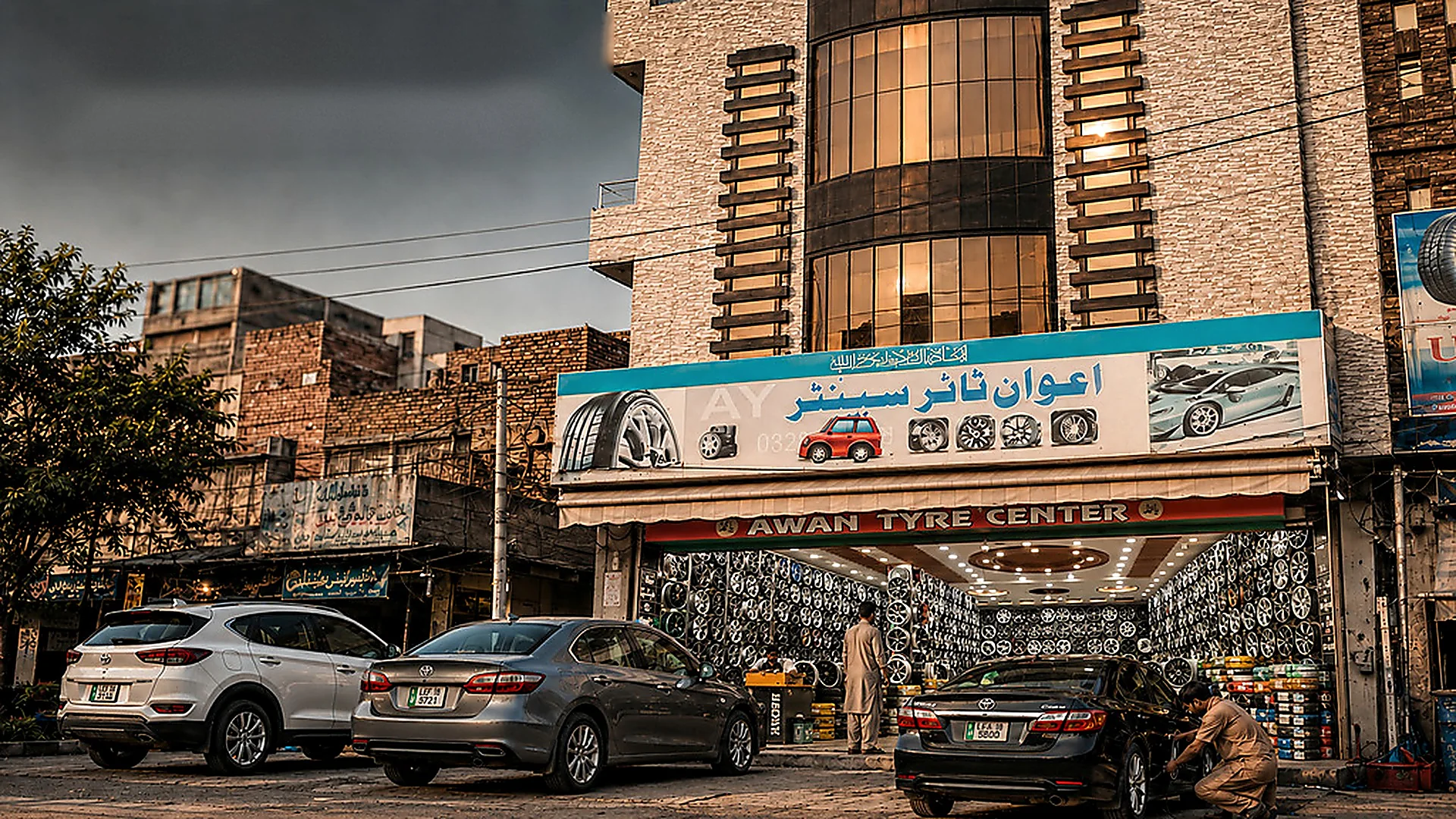 Awan Tyres Center building in Rawalpindi